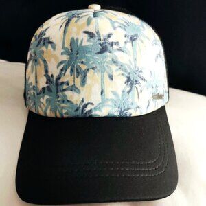 Roxy Trucker Hat – Palm Tree Print – Adjustable Mesh Back